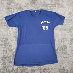 Vintage 1989 Oregon Shirt Men's Large Blue  Single Stitch Jockey Deck USA Made
